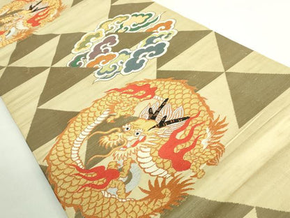 平和屋着物●極上 アンティーク 大正ロマン 丸帯 雲龍 金銀糸 逸品 DZAB2672kh6