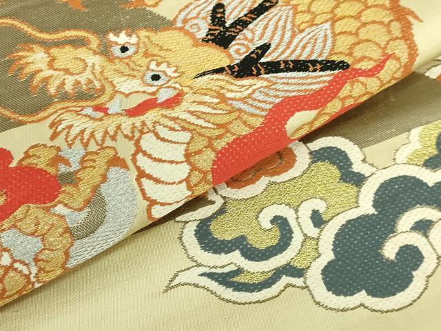 平和屋着物●極上 アンティーク 大正ロマン 丸帯 雲龍 金銀糸 逸品 DZAB2672kh6