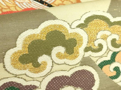 平和屋着物●極上 アンティーク 大正ロマン 丸帯 雲龍 金銀糸 逸品 DZAB2672kh6