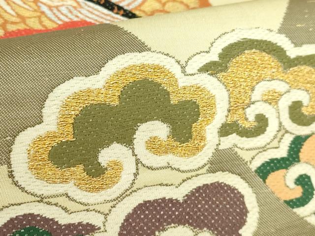 平和屋着物●極上 アンティーク 大正ロマン 丸帯 雲龍 金銀糸 逸品 DZAB2672kh6