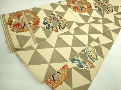 平和屋着物●極上 アンティーク 大正ロマン 丸帯 雲龍 金銀糸 逸品 DZAB2672kh6