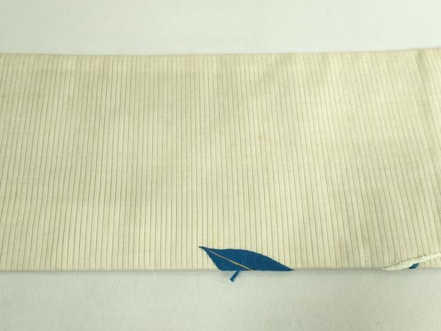 平和屋着物●極上 アンティーク 大正ロマン 九寸名古屋帯 総手刺繍 草花文 銀糸 逸品 DZAB2675kh6