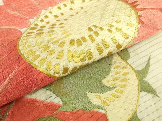 平和屋着物＊極上 夏物 アンティーク 大正ロマン 両面 太鼓柄 京袋帯 総手刺繍 向日葵 銀糸 逸品 DZAB2676kh6