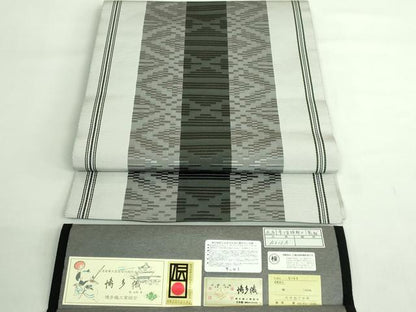 平和屋本店●極上　1897年創業 名門岡野 本場筑前博多織 千年工房　八寸名古屋帯　変り定格献上　鬼献　証紙付き　逸品　DZAB2678kh6