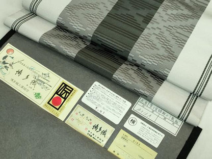 平和屋本店●極上　1897年創業 名門岡野 本場筑前博多織 千年工房　八寸名古屋帯　変り定格献上　鬼献　証紙付き　逸品　DZAB2678kh6