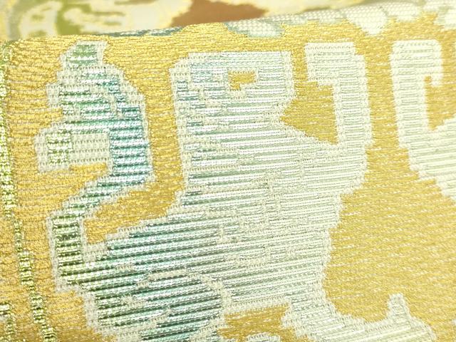 平和屋本店＊希少　夏物　龍村平蔵製　六通柄　本袋帯　円文白虎錦　金銀糸　逸品　DZAB2679kh6