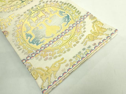 平和屋本店＊希少　夏物　龍村平蔵製　六通柄　本袋帯　円文白虎錦　金銀糸　逸品　DZAB2679kh6