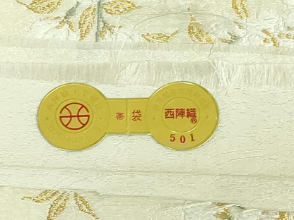 平和屋着物●極上　六通柄袋帯　唐織　枝垂れ桜　真珠箔　浅山織物　金銀糸　証紙付き　逸品　DZAB2682kh6