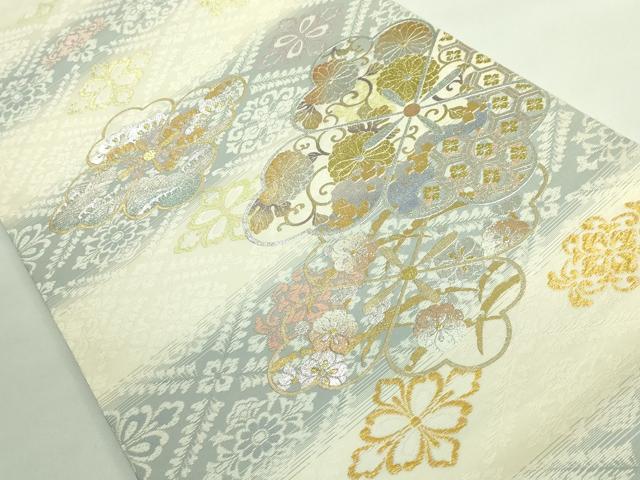 平和屋本店●極上　金彩友禅　卓越技能者・名工・和田光正　九寸開き名古屋帯　花菱文　金銀彩　逸品　未使用　DZAB2686kh6