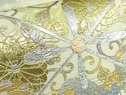 平和屋本店●極上　金彩友禅　卓越技能者・名工・和田光正　九寸開き名古屋帯　花菱文　金銀彩　逸品　未使用　DZAB2686kh6