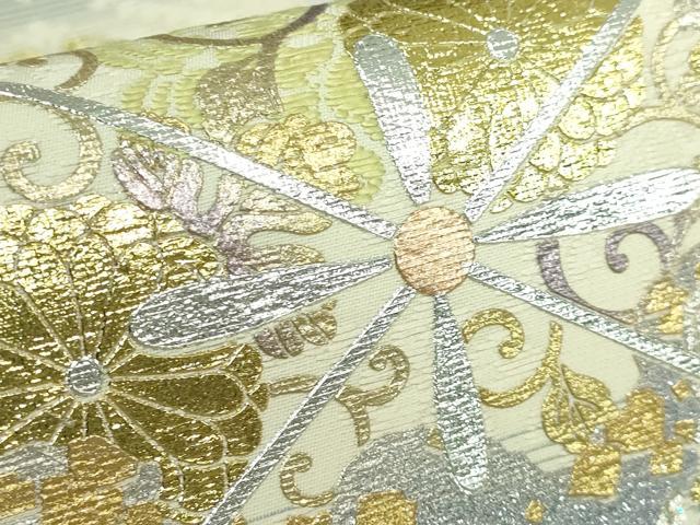平和屋本店●極上　金彩友禅　卓越技能者・名工・和田光正　九寸開き名古屋帯　花菱文　金銀彩　逸品　未使用　DZAB2686kh6