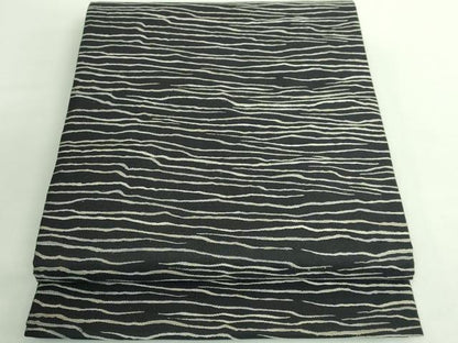 平和屋着物●極上 織楽浅野 六通柄袋帯 霞文 黒地 逸品 DZAB2693kh6