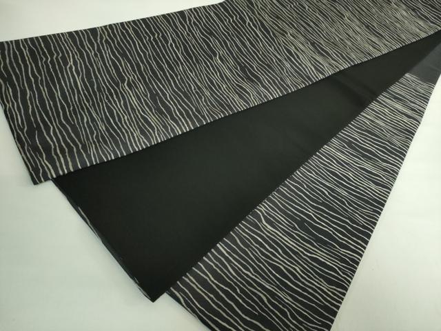 平和屋着物●極上 織楽浅野 六通柄袋帯 霞文 黒地 逸品 DZAB2693kh6
