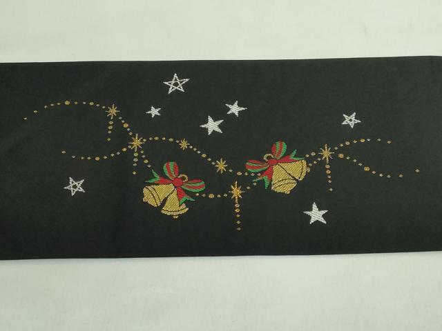 平和屋着物●極上 九寸名古屋帯 クリスマスツリー 雪 黒地 金銀糸 証紙付き 逸品 新品 DZAB2698kh6