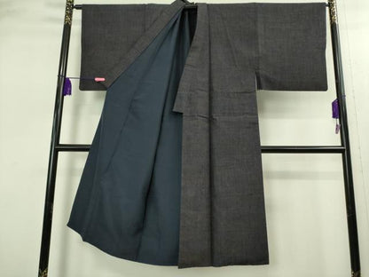 平和屋着物●極上　男性　紬　アンサンブル　濃藍色　逸品　DZAB2702kh6
