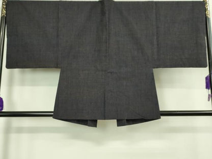 平和屋着物●極上　男性　紬　アンサンブル　濃藍色　逸品　DZAB2702kh6