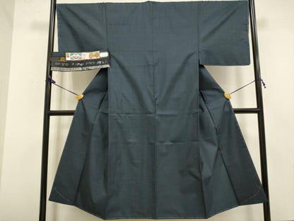 平和屋着物■極上　男性 本場大島紬 アンサンブル 長羽織　古代染色純泥染　山元和夫作　濃い藍鉄色　証紙付き　逸品　未使用　DZAB2707kh6