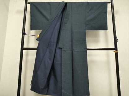 平和屋着物■極上　男性 本場大島紬 アンサンブル 長羽織　古代染色純泥染　山元和夫作　濃い藍鉄色　証紙付き　逸品　未使用　DZAB2707kh6