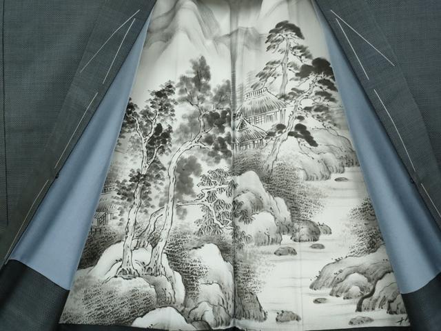 平和屋着物■極上　男性 本場大島紬 アンサンブル 長羽織　古代染色純泥染　山元和夫作　濃い藍鉄色　証紙付き　逸品　未使用　DZAB2707kh6