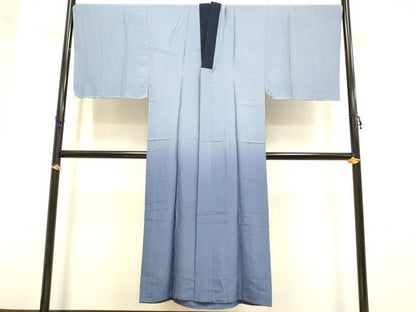 平和屋着物■極上　男性　紬　アンサンブル　キングサイズ　長羽織・長襦袢(無双仕立て)セット　濃い紺鼠色　逸品　未使用　DZAB2709kh6