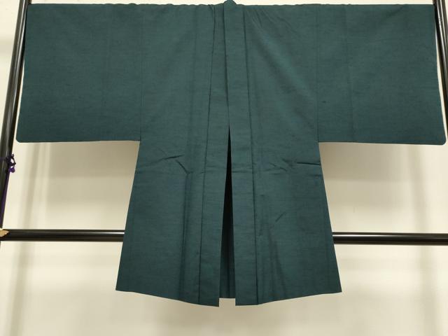 平和屋着物■極上　男性　紬　アンサンブル　キングサイズ　長羽織　濃い錆鉄御納戸色　逸品　DZAB2714kh6