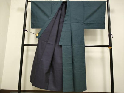 平和屋着物■極上　男性　紬　アンサンブル　長羽織　亀甲柄　羽裏・虎　逸品　DZAB2717kh6