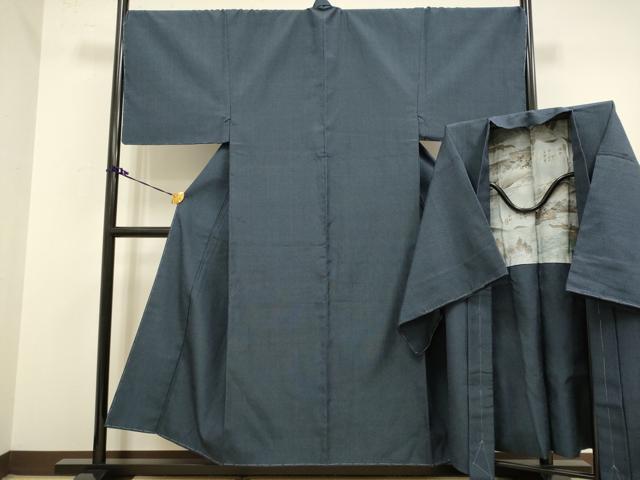 平和屋着物■極上　男性　本塩沢　アンサンブル　キングサイズ　長羽織　110亀甲　総詰め　逸品　未使用　DZAB2722kh6