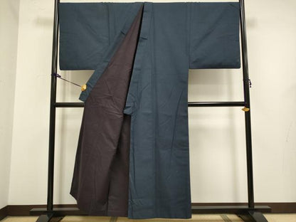 平和屋着物■極上　男性　お召　アンサンブル　キングサイズ　長羽織　亀甲柄　羽裏・虎　逸品　DZAB2723kh6