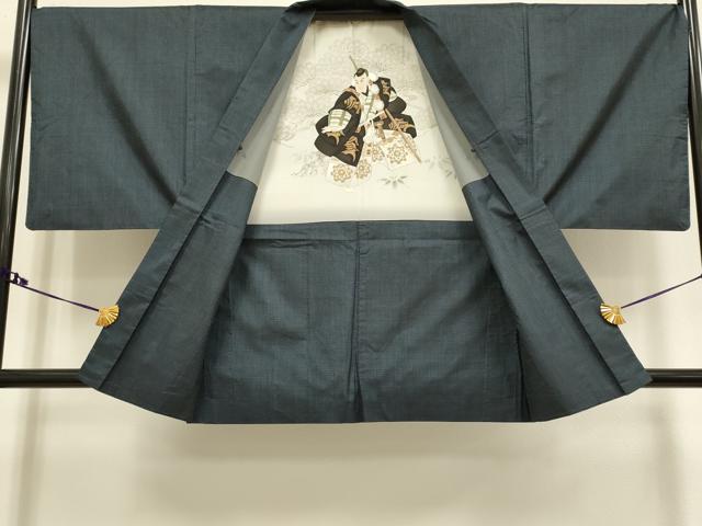 平和屋着物●極上　男性　本場大島紬　アンサンブル　100亀甲　総詰め　羽裏・歌舞伎　逸品　DZAB2724kh6