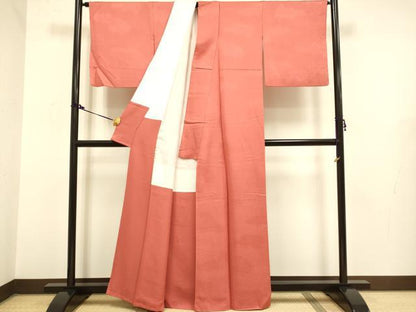 平和屋着物●極上　色無地　霞地紋　紅海老茶色　逸品　DZAB2727kh6