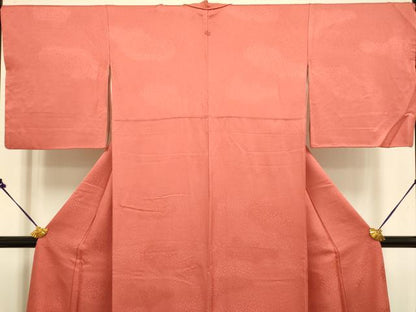 平和屋着物●極上　色無地　霞地紋　紅海老茶色　逸品　DZAB2727kh6