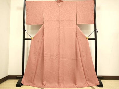 平和屋着物●極上　色無地　舞花地紋　真赭色　ロング丈　逸品　未使用　DZAB2728kh6