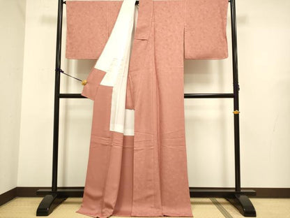 平和屋着物●極上　色無地　舞花地紋　真赭色　ロング丈　逸品　未使用　DZAB2728kh6