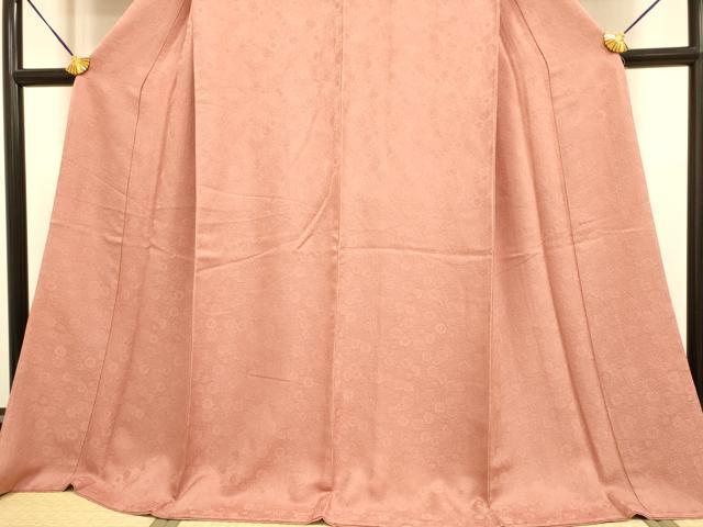平和屋着物●極上　色無地　舞花地紋　真赭色　ロング丈　逸品　未使用　DZAB2728kh6
