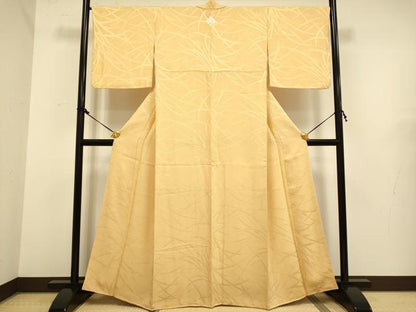 平和屋着物●極上　色無地　草葉地紋　杏色　逸品　未使用　DZAB2731kh6