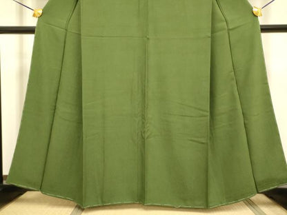 平和屋着物●極上　色無地　乱菊地紋　濃い草葉色　逸品　未使用　DZAB2732kh6