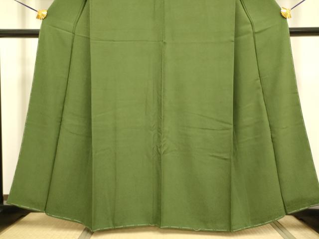 平和屋着物●極上　色無地　乱菊地紋　濃い草葉色　逸品　未使用　DZAB2732kh6