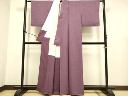 平和屋着物●極上　色無地　作家物　花唐草地紋　似せ紫色　逸品　未使用　DZAB2736kh6