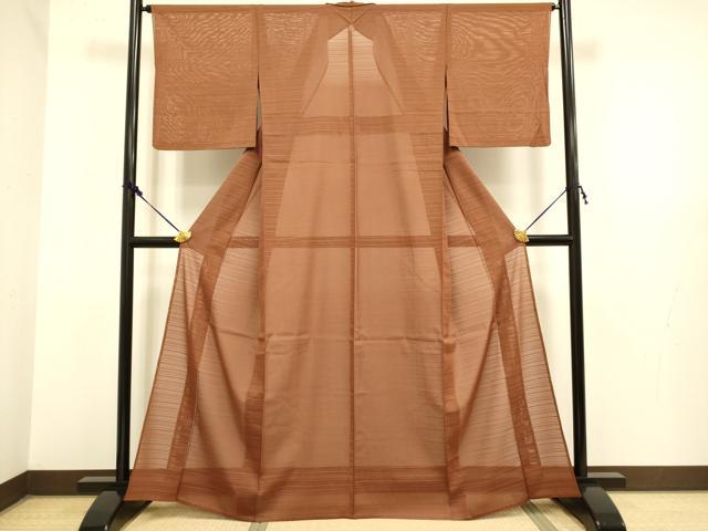 平和屋着物＊極上 夏物 洗える最高級着物 ＜英＞はなぶさ謹製 色無地 変わり絽 柿渋色 逸品 DZAB2740kh6