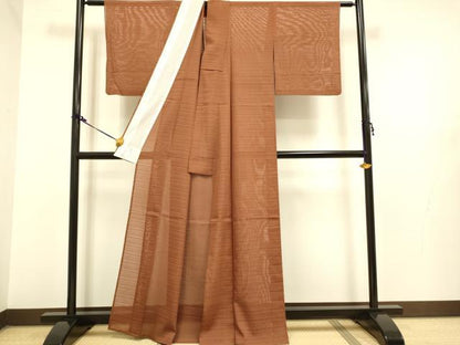 平和屋着物＊極上 夏物 洗える最高級着物 ＜英＞はなぶさ謹製 色無地 変わり絽 柿渋色 逸品 DZAB2740kh6