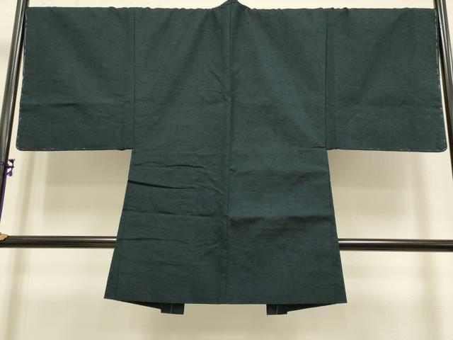 平和屋着物■極上　男性　紬　アンサンブル　長羽織・髭紬　濃い藍鉄色　逸品　未使用　DZAB2743kh6