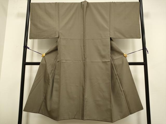 平和屋本店■極上　男性　お召　アンサンブル　長羽織・長襦袢(袷)セット　着物:棒茶色　羽織:江戸鼠色　逸品　DZAB2747kh6