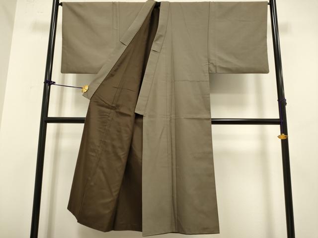 平和屋本店■極上　男性　お召　アンサンブル　長羽織・長襦袢(袷)セット　着物:棒茶色　羽織:江戸鼠色　逸品　DZAB2747kh6