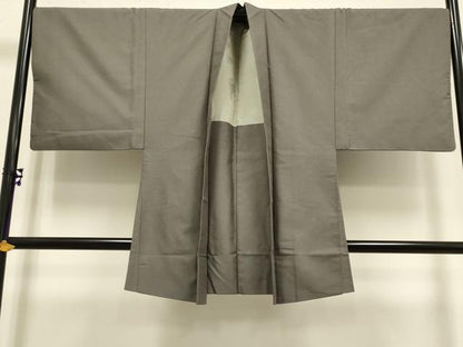 平和屋本店■極上　男性　お召　アンサンブル　長羽織・長襦袢(袷)セット　着物:棒茶色　羽織:江戸鼠色　逸品　DZAB2747kh6