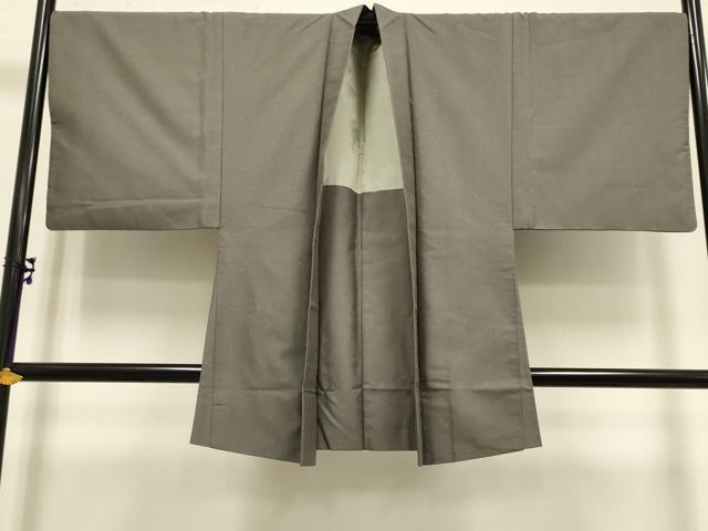 平和屋本店■極上　男性　お召　アンサンブル　長羽織・長襦袢(袷)セット　着物:棒茶色　羽織:江戸鼠色　逸品　DZAB2747kh6