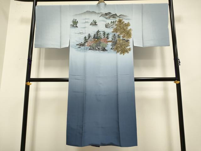 平和屋本店■極上　男性　お召　アンサンブル　長羽織・長襦袢(袷)セット　着物:棒茶色　羽織:江戸鼠色　逸品　DZAB2747kh6