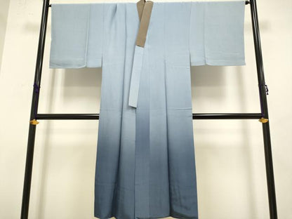 平和屋本店■極上　男性　お召　アンサンブル　長羽織・長襦袢(袷)セット　着物:棒茶色　羽織:江戸鼠色　逸品　DZAB2747kh6