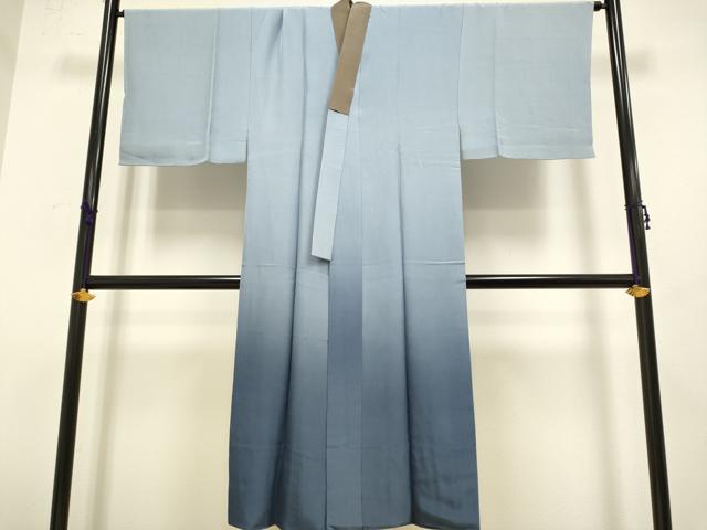 平和屋本店■極上　男性　お召　アンサンブル　長羽織・長襦袢(袷)セット　着物:棒茶色　羽織:江戸鼠色　逸品　DZAB2747kh6