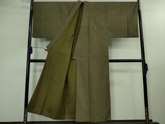 平和屋本店■極上　男性　紬　アンサンブル　キングサイズ　長羽織・髭紬　千歳茶色　逸品　DZAB2755kh6