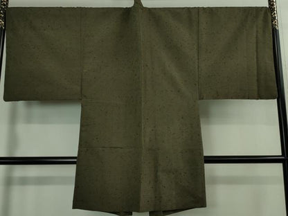 平和屋本店■極上　男性　紬　アンサンブル　キングサイズ　長羽織・髭紬　千歳茶色　逸品　DZAB2755kh6